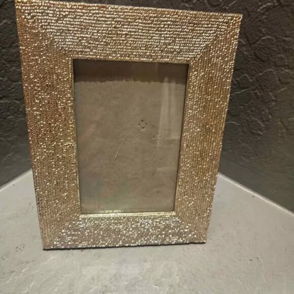 Silver Plate Textured Picture Frame Holds 5x6 picture - Picture 1 of 5